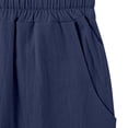 thumbnail image 4 of FRSASU Summer Pants for Women Casual Summer Drawstring Elastic High Waist Cotton Linen Pants Straight Wide Leg Trousers Navy, 4 of 9