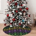 thumbnail image 5 of Lsque Mardi Gra Geometric Print Christmas Tree Skirt, Tree Skirt with Ties or Velcro, Perfect for Holiday Decorations, Halloween, and New Year-48", 5 of 7