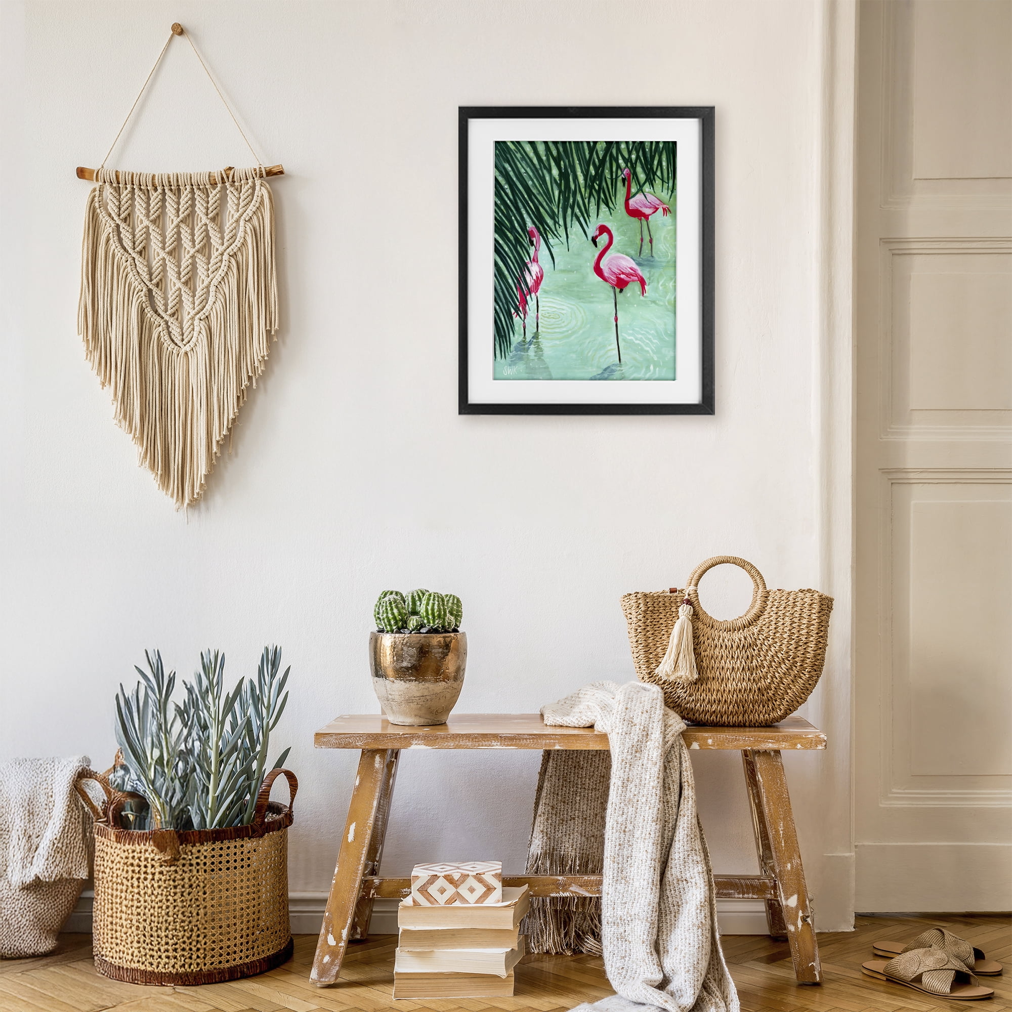 Stupell Industries Shallow Flamingo Pond Black Framed Print Under Glass, design by Sarah Waldron Kimball