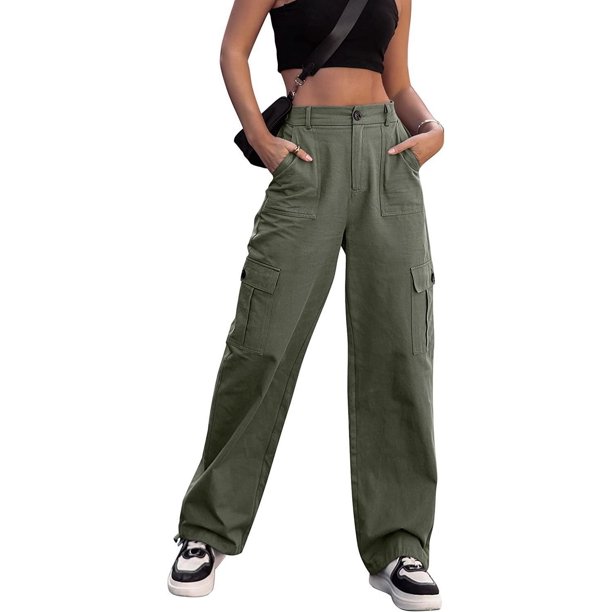 Pantalones casuales de verano para mujer, de algodón, con cintura alta y pierna ancha, pantalones para mujer