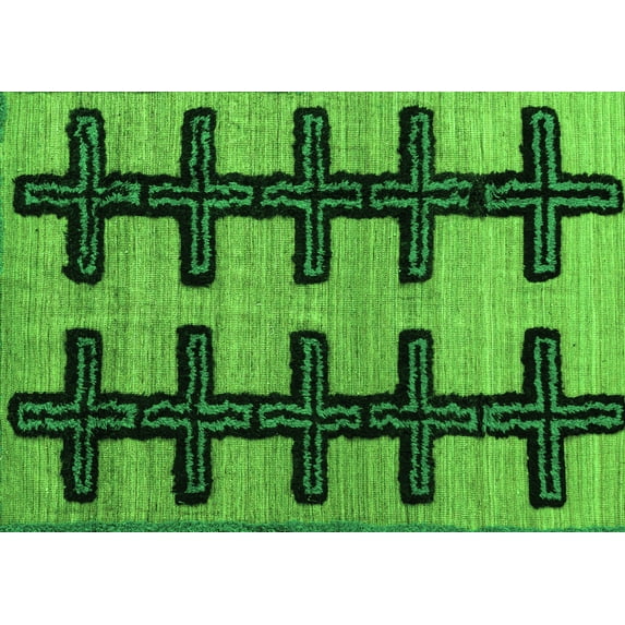 Ahgly Company Indoor Rectangle Southwestern Green Country Area Rugs, 8' x 10'