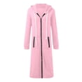 thumbnail image 5 of Resicozy Long Hoodies for Women Zip Up Oversized Long Sleeve Sweatshirt Winter Hoodie Dress with Pocket Pink S, 5 of 6