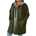 thumbnail image 2 of Tawop Womens Jacket Pockets Loose with Hood Zip Womens Jackets Outwear Plus Size Long Sleeve Fashion, 2 of 4