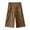 Coffee, variant on Cotton Linen Capri Pants for Women Elastic High Waist Lightweight Wide Straight Leg Cropped Pants Capris with Pockets