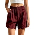 thumbnail image 2 of Women's Soft Cotton Elastic Waistband Shorts with Pockets, Pull On Casual Summer Bottoms with Relaxed Fit, Comfortable Everyday Shorts with Tummy Control for Active Walking,, 2 of 7