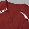 thumbnail image 6 of LEAVINGSUO Tank Tops for Women Solid Color V-Neck Sports Sleeveless Blouse Loose-fitting Openwork Lace Tops Wine L, 6 of 7
