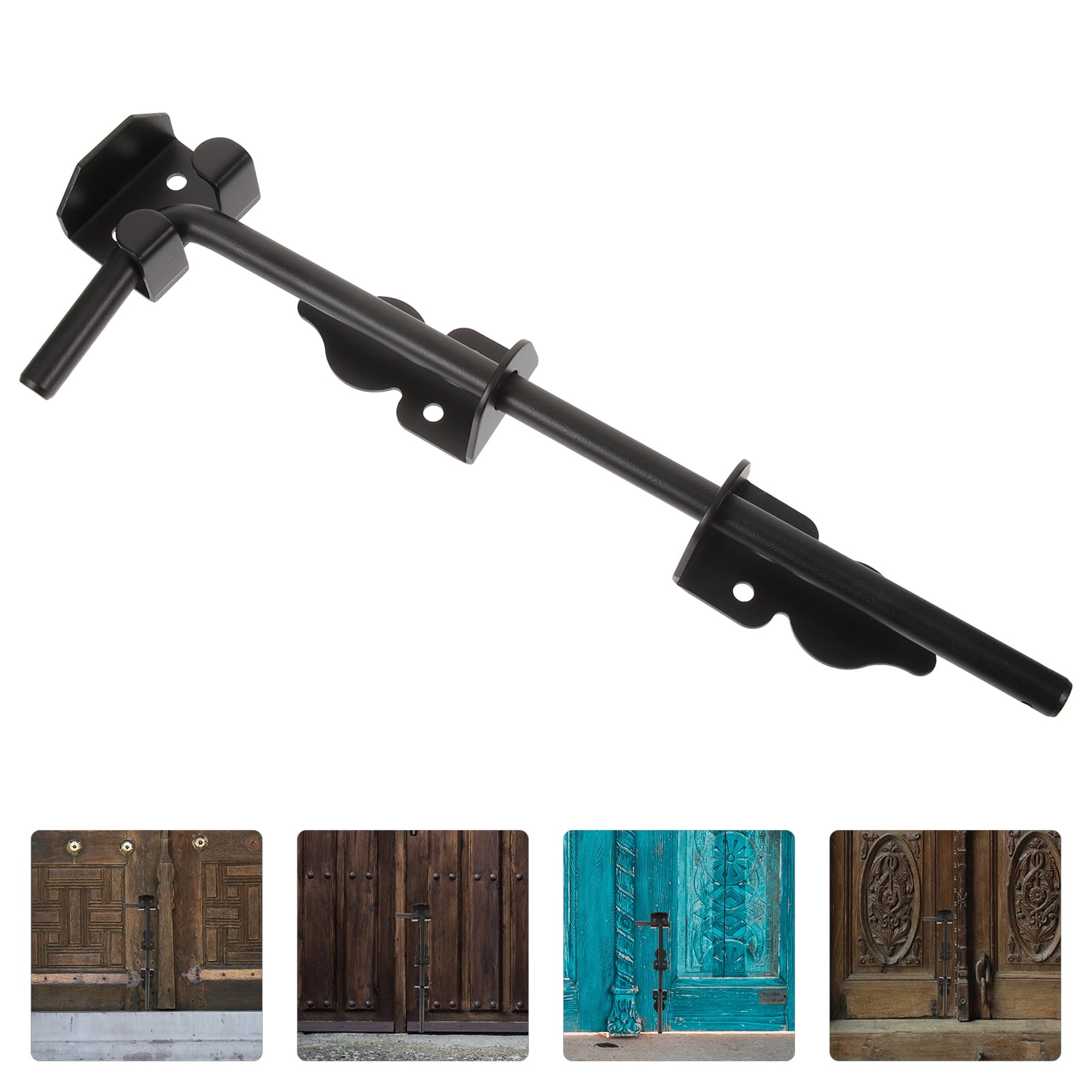 Soimiss Heavy Duty Black Cane Bolt Gate Latch for Wood Fence and Residential Door Hardware