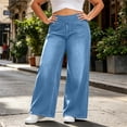 thumbnail image 5 of IFNWSV Denim Pants for Women Plus Size Stretchy Wide Leg Jeans with Pockets High Waisted Loose Casual Trousers Light Blue XL, 5 of 7