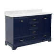 thumbnail image 2 of Harper 60" Double Bathroom Vanity with Royal Blue Cabinet and Carrara Marble Top, 2 of 6