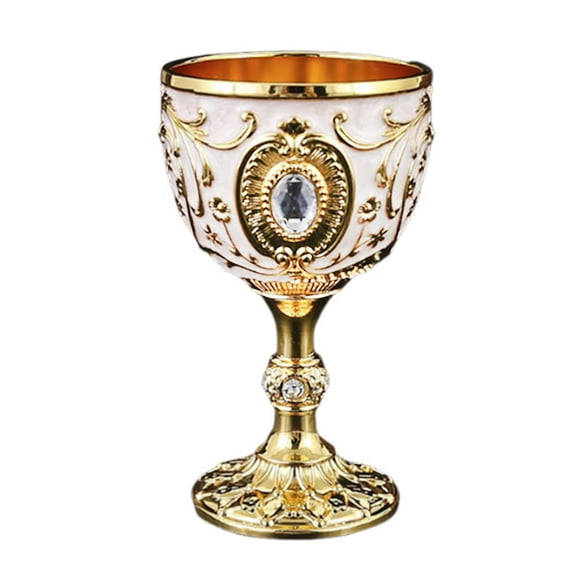 Fiocias Embossed Water Goblet Drinking Cup Collection Reusable Tableware Metal Cup Mini Gold White