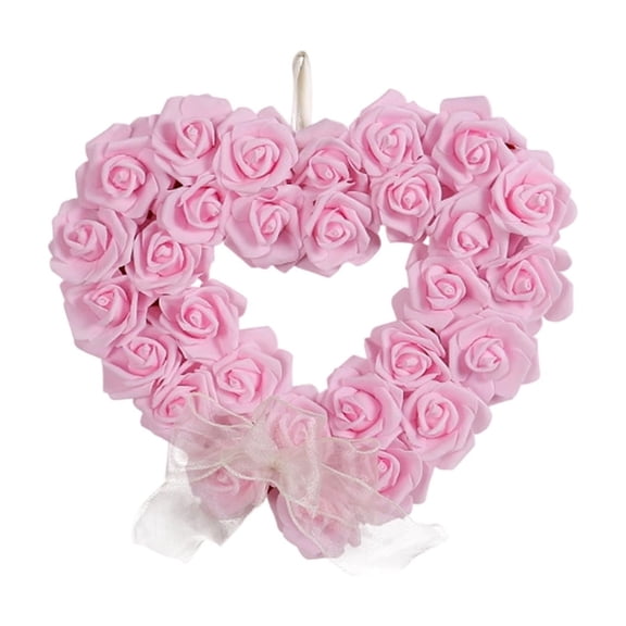 Dadiaei Artificial Rose Heart Wreath for Door and Wall Decor Pink and Red Plastic for Valentines Day and Wedding Table Centerpiece Reusable for Holiday and Romantic Ambiance