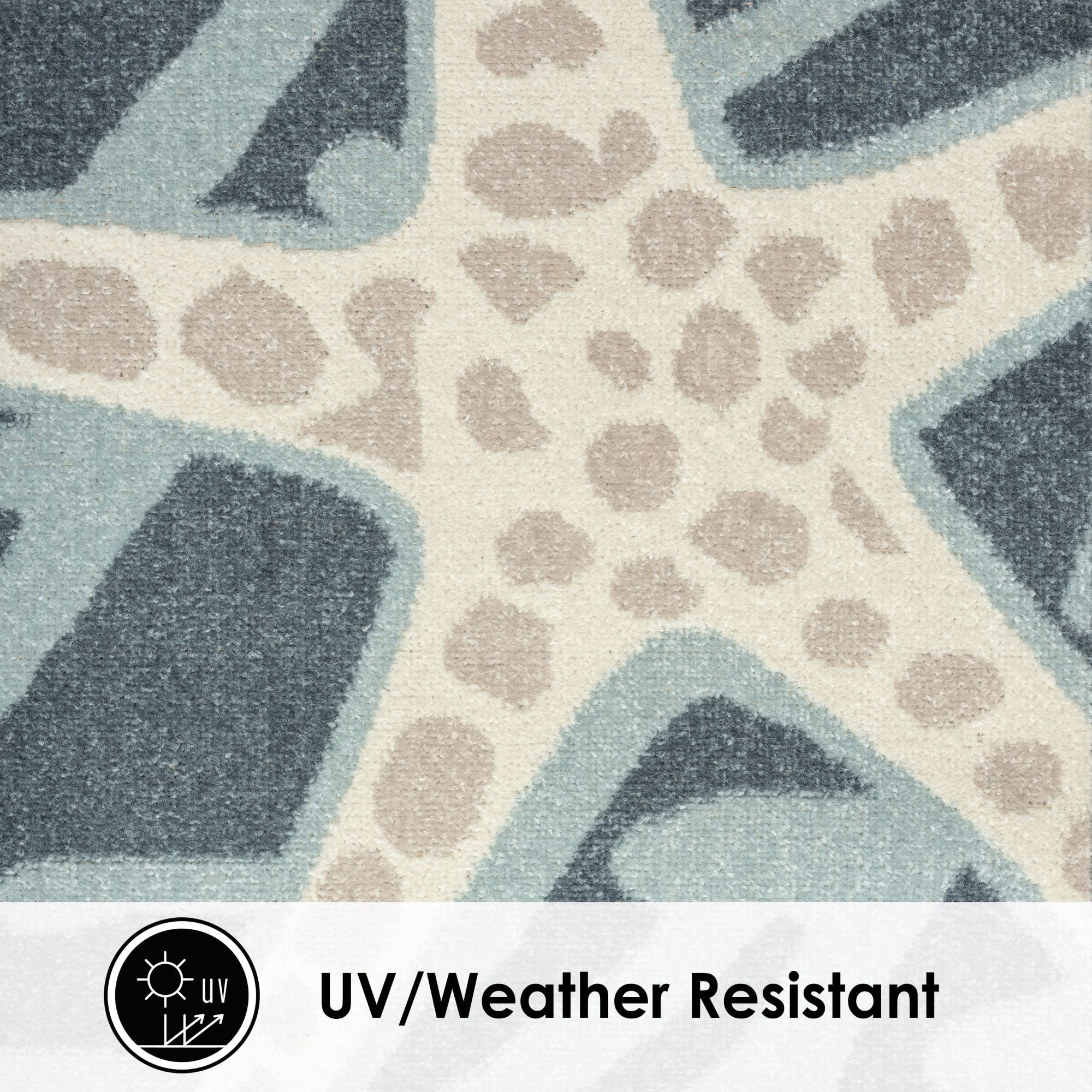 Home Dynamix Marine Coral Coastal Starfish Indoor/Outdoor Area Rug, Navy Blue/Ivory , 7'10"x10'2"