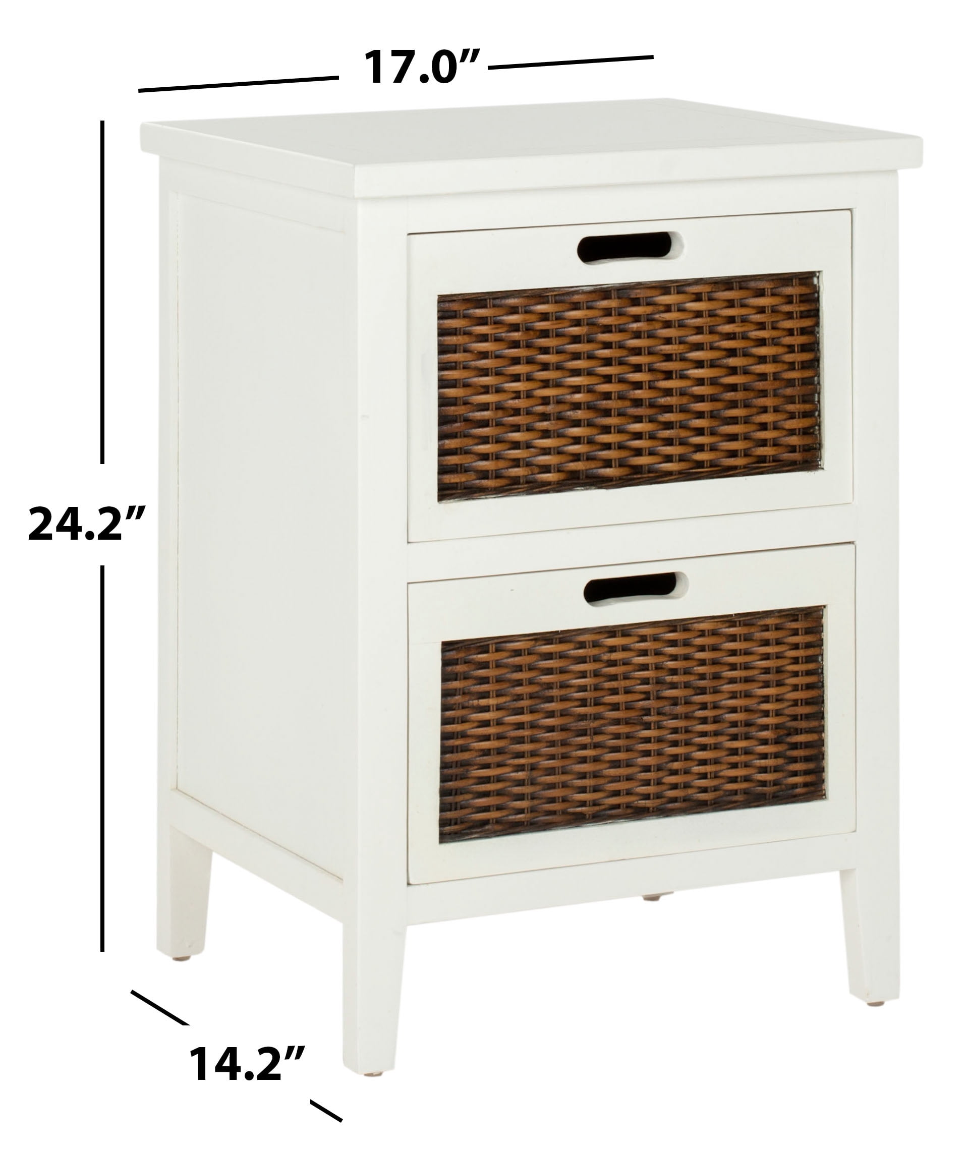 SAFAVIEH Jonah Country Rustic Two Drawer End Table, White