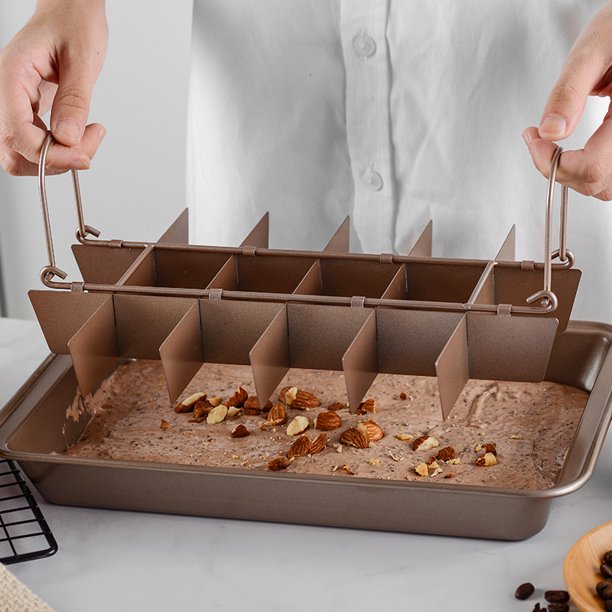 Molde para brownie con divisores, molde para brownie dividido antiadherente para hornear/bandeja para brownie precortada para rebanadas profesionales, acero al carbono ShuxiuWang 8390613546067