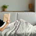 thumbnail image 3 of Mountain Soft Flannel Fleece Blanket, Doodle Mountains with a House and Deer Nature My Home Theme Sunrise Scenery, Cozy Plush for Indoor and Outdoor Use, 60" x 80", Ivory Mauve Taupe, by Ambesonne, 3 of 5