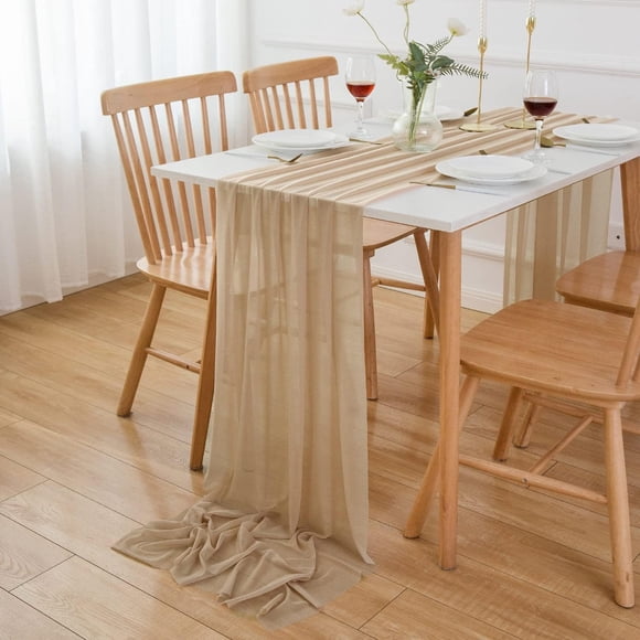 Chemin de Table Rouge en Mousseline 27x118 Pouces pour Décoration de Table de Mariage Anniversaire