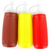 3pc Picnic Condiment 8 oz Squeeze Dispenser Bottles - Ketchup Mustard BBQ Sauce