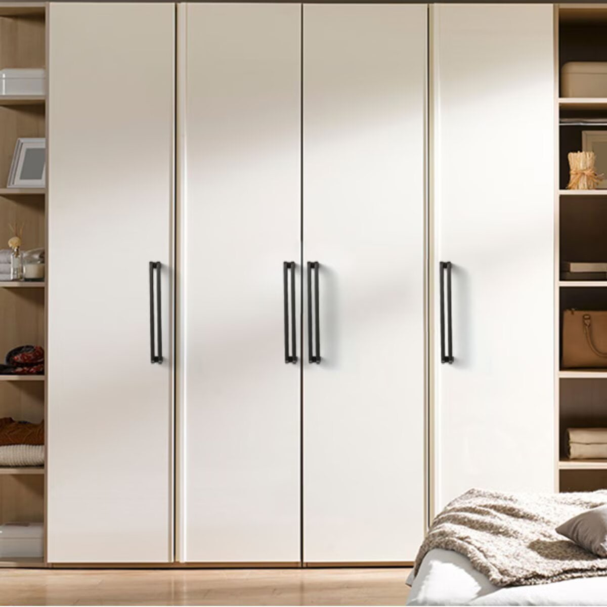 HDJNal Stainless Steel Black Cabinet Pulls Cabinet Hardware Kitchen Handles for Cabinets Cupboard Handles Drawer Pulls ,Double-bar Design,Hole distance:96mm