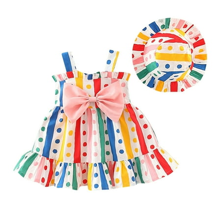 

Toddler Baby Girl Suspender Ruffled Skirt Dress Rainbow Color Dress Summer Dress for Vacation Daily Wear Hats Vintage Dress Toddler Girl Face Print Dress Girl Wedding Toddler Fancy Dress Girls Size 6