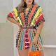 thumbnail image 3 of Mono elegante y sexy con escote en V para mujer, mono informal de verano de manga corta, mono de una pieza con cintura elástica y estampado a la moda para mujer 2023, 3 of 5
