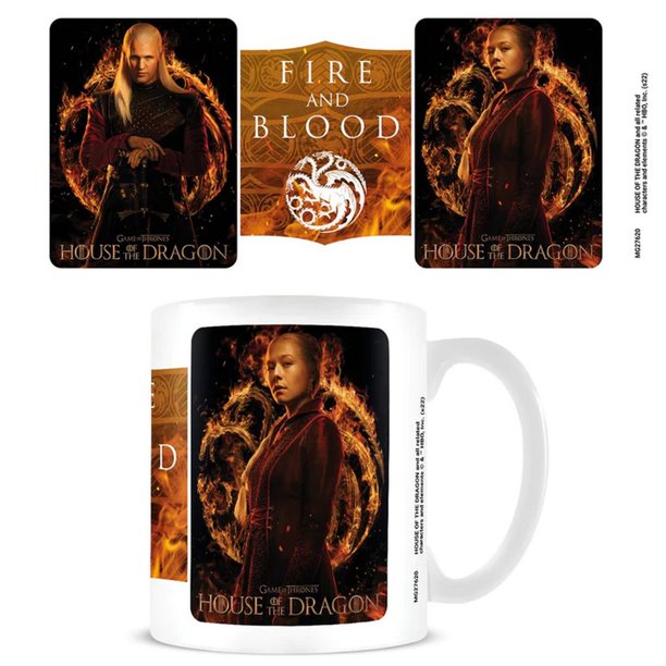 House Of The Dragon - Taza Rhaenyra y Daemon (Blanco, Negro, Naranja)