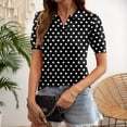 thumbnail image 2 of Trgacdwlo Polka Dot Golf Polo Shirt Women Collared V Neck Women Short Sleeve Tops Summer Vintage Women's Polo Shirts Black L, 2 of 6