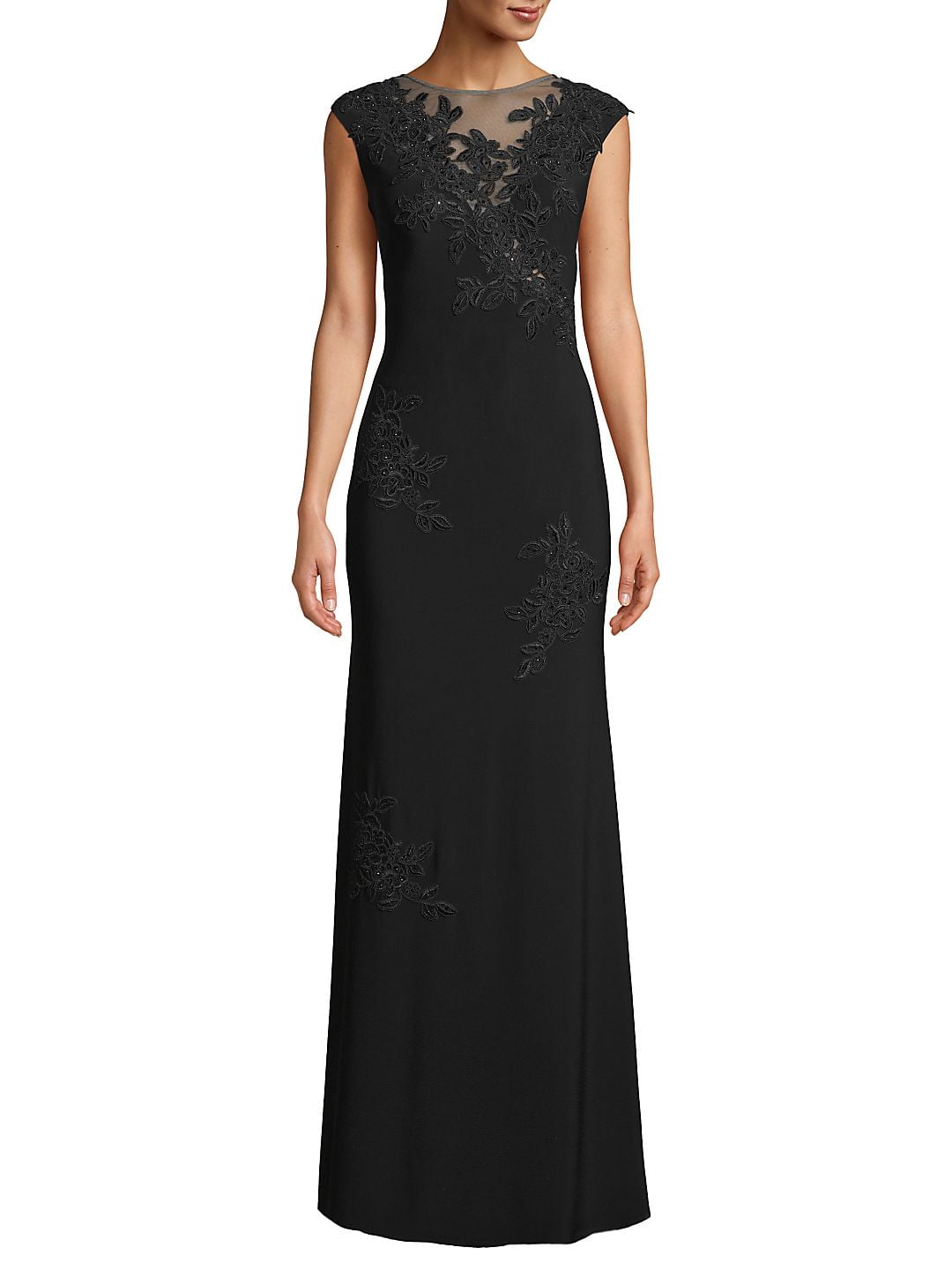 black plunge pinafore dress