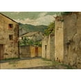 thumbnail image 2 of Curt Agthe 14x11 Black Ornate Wood Framed Double Matted Museum Art Print Titled: View of the Town of Cassa on Riviera Di Levante, 2 of 5