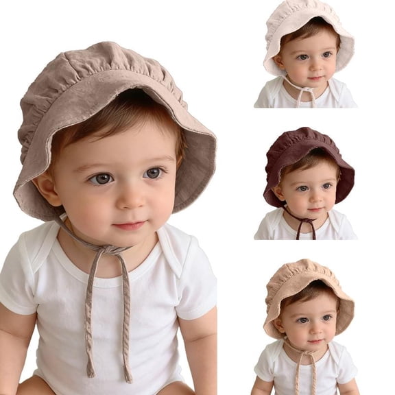 Wdgfv Baby Hat Brimmed Sun Bonnet Muslin Double Gauze Toddler Sun Hat Boys Girls Beanie 6 Months-2 Years