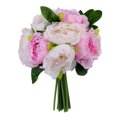 thumbnail image 1 of Ramo de simulación de flor de peonía artificial de 10 cabezas, fiesta de boda, decoración floral para el hogar, flor falsa, blanco púrpura Kearding HA7016-03B, 1 of 6