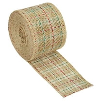 Uxcell 1.97 inch Wide 6.56 Yards Polyester Gingham Ribbon Wired Edge Ribbon, 1 Pack for Decoration Light Brown and Green