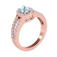 thumbnail image 2 of Mauli Jewels Rings for Women 1.65 Carat Diamond and Oval Shaped Aqumarine 4-prong 10K Rose Gold, 2 of 6