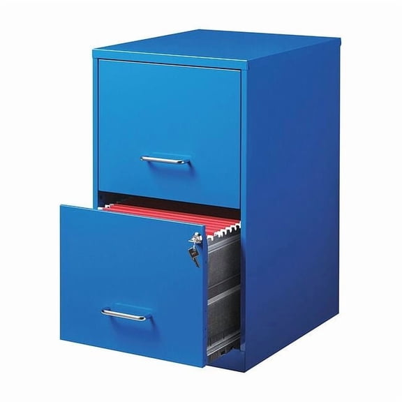 Space Solutions 18" 2 Drawer Metal File Cabinet Classic Blue