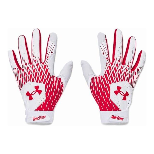 Guantes de béisbol Under Armour Clean Up para hombre, blanco/rojo/rojo