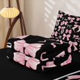 thumbnail image 5 of Manfei Pink Coquette Bow Zipper Full Size Comforter Sets with Fitted Sheet and 2 Pillowcases For Girls,Cute Polka Dot Bowknot Zipper Bedding Set For Kids,Black Reversible,4-Piece, 5 of 7