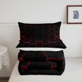 thumbnail image 3 of YST Kids Red and Black Comforter Honeycomb Geometric Bedding Queen Size for Boys Modern Geometry Hexagon Bedding Comforter Sets Geometrical Beehive Geometric Bed Set with 2 Pillow Cases, 3 of 4
