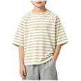 thumbnail image 2 of Asxite Toddler Tshirt Striped Short Sleeve Crew Neck Loose Breathable Casual Summer Tops 9M-8Y, 2 of 6