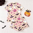 thumbnail image 4 of JIAYUE Girls Halloween Pajamas Baggy Notched Collar Short Sleeve Button‑Up Top And Shorts Two Piece Set Sleepwear for Party Indoor Wear,11-12 Years, 4 of 9