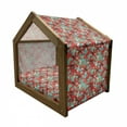 thumbnail image 2 of Hawaiian Pet House, Red Hibiscus Flowers with Green Leaves Aloha Garden Growth Summer Season, Outdoor & Indoor Portable Dog Kennel with Pillow and Cover, 5 Sizes, Multicolor, by Ambesonne, 2 of 5