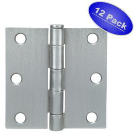 Cosmas Satin Nickel Door Hinge 3.5 Inch x 3.5 Inch with 5/8 Inch Radius Corners 37557 12 Pack 