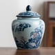 thumbnail image 5 of Jarrón de jengibre de porcelana azul y blanca con arreglo floral esmaltado para decoración de habitación. Pequeño, 5 of 9