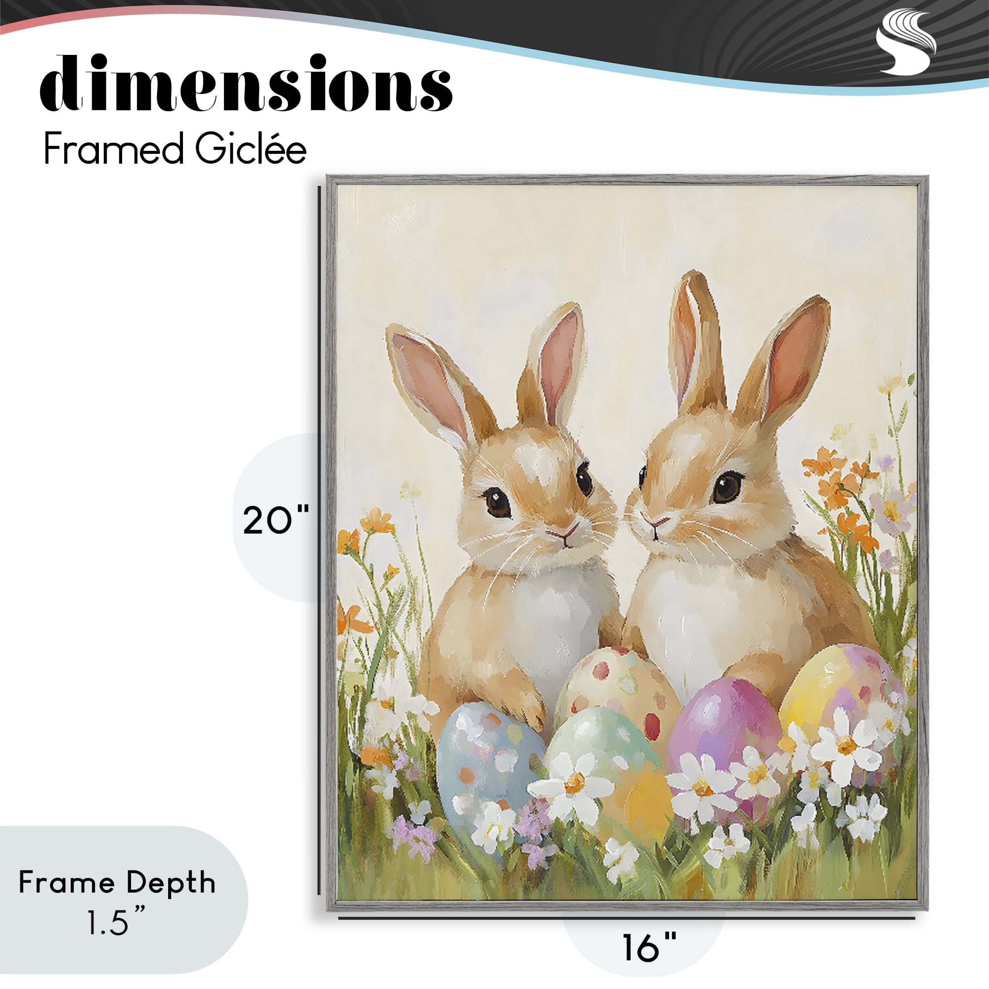 Stupell Industries Bunnies with Painted Easter Eggs Gray Framed Giclee Art, design by The Prints Vibe