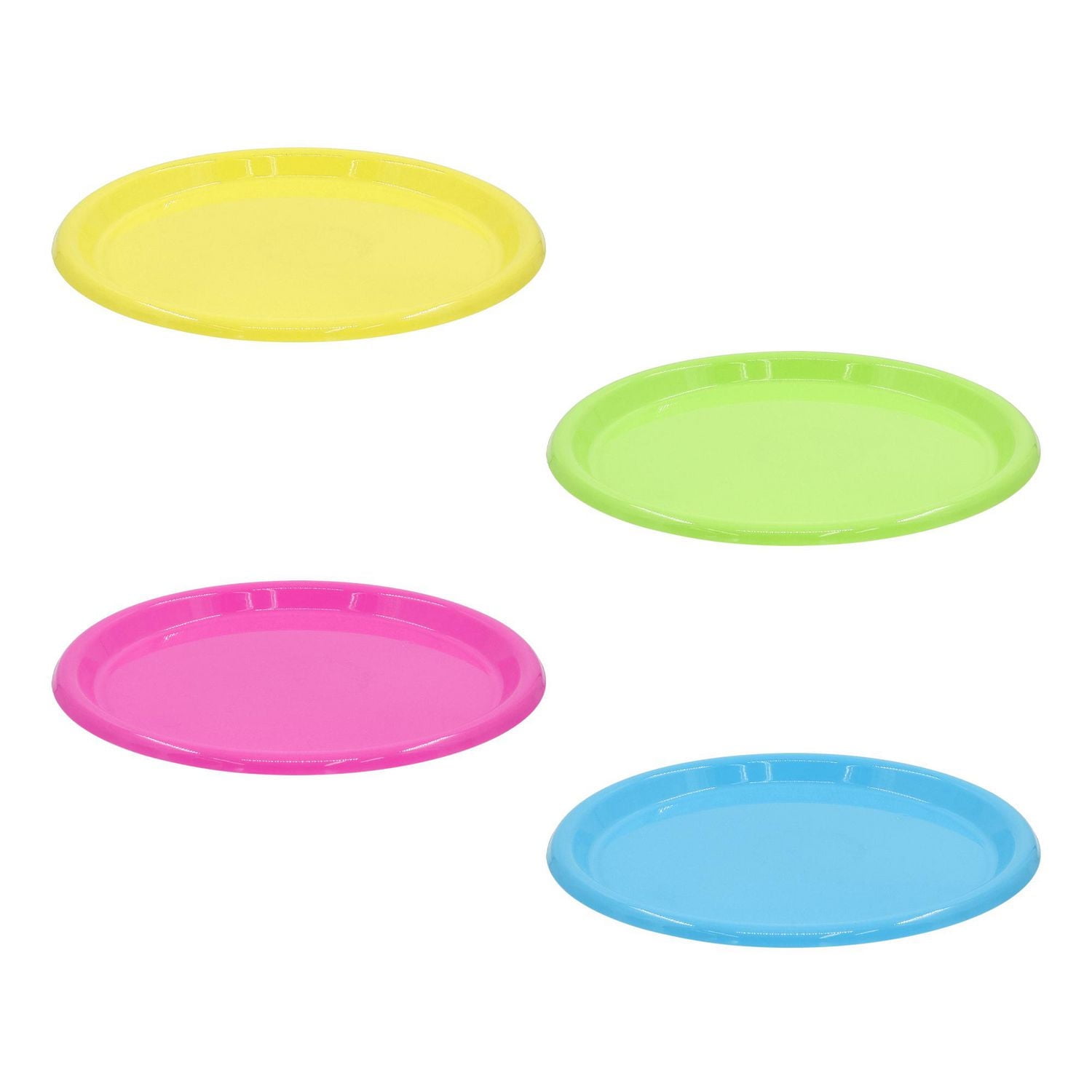 Mainstays Assorted Colour Plastic Plate Set, 4pc, 50% Recycled Material