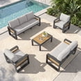 thumbnail image 5 of Clouddwell 7-Seats Aluminum Patio Furniture Set, Outdoor Metal Sofa Conversation Set with Coffee Table for Pool Garden Porch Backyard, Light Gray, 5 of 7