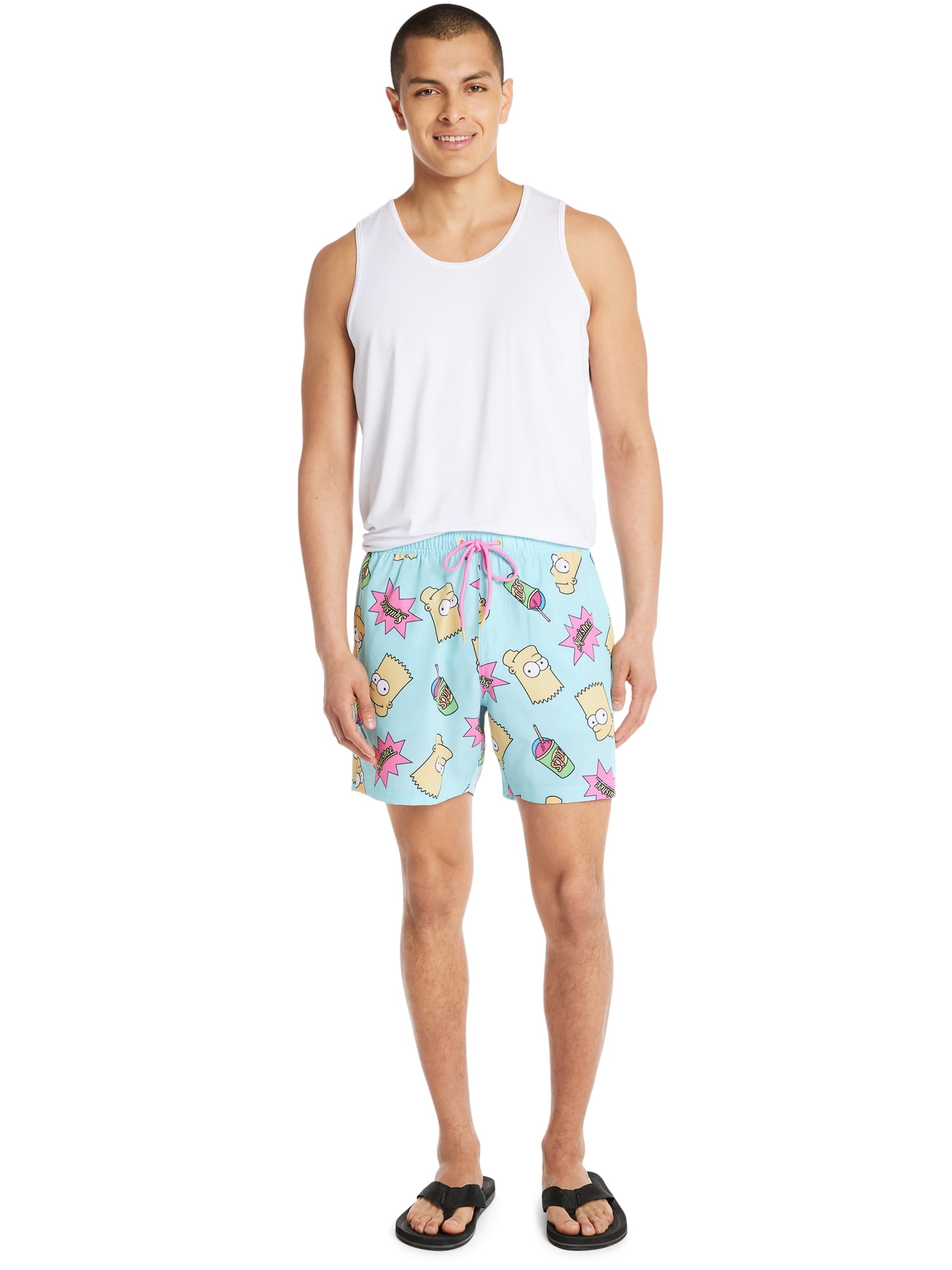 The Simpsons Bart Squishee Men's & Big Men's Swim Trunkss, Sizes S-3XL