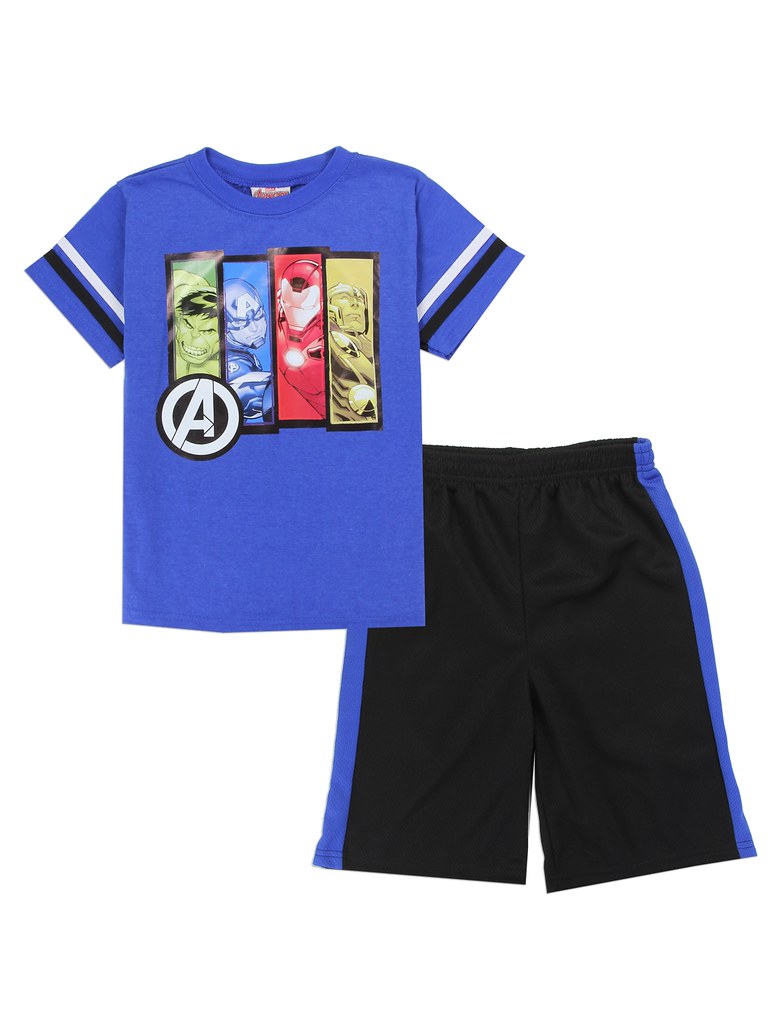 Marvel Avengers Boys Short Sleeve T-Shirt and Mesh Shorts Set