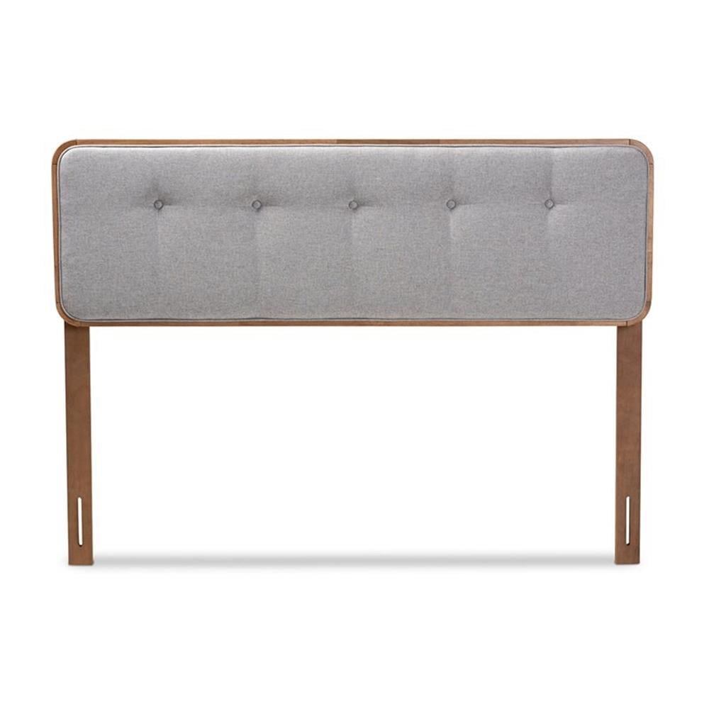 Baxton Studio Palina Mid-Century Wood Tufted Queen Headboard in Light Gray