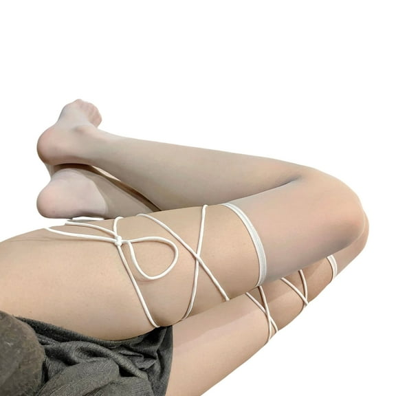 Huhudde Laces Up Thigh Highs Socks Long Boot Stockings Over The Knee Socks Sheer Thigh High Stockings for Womens Silk Stockings