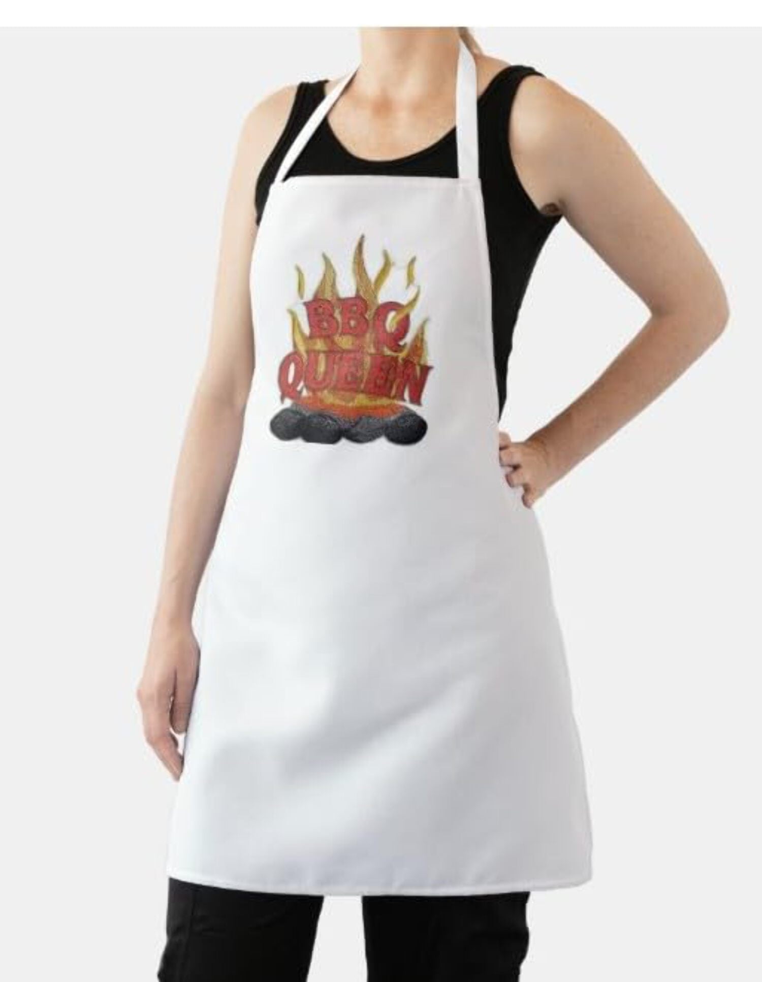 Apron Design [BBQ Queen] Embroidered Iron On/Sew Patch [5 X 6]