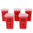 thumbnail image 1 of Sharps Disposal Container,5 Pack Biohazard Needle Disposal Container 1 Quart Size for Supplies Accessories, 1 of 4